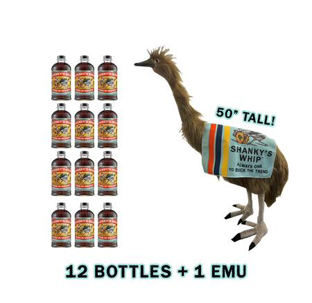 Shanky's Whip - 12 Bottles + Lifesize Emu